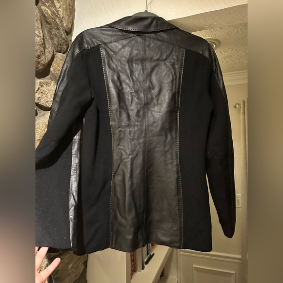 Lafayette 148 $900 New York Leather Blazer Jacket Merino Wool Side Panels Size 6 - Picture 14 of 14